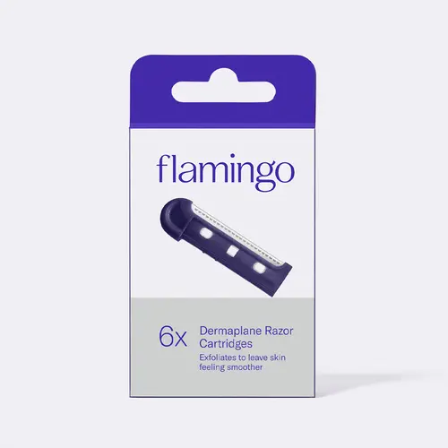 Flamingo Dermaplane Blades 6x Refills - Stainless Steel Japanese Blades for Facial Hair Removal and Exfoliation Skincare Gentle Pack Comfort Wax