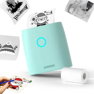 JADENS JD21 Mini Sticker Printer-2 Inch Bluetooth Thermal Pocket Printer,Inkless Portable Printer for Study Notes,Photos, Memos,Lists,Gifts,Journals Printing Machine Sticky Label,Christmas Birthday Gifts for Girls Boys-#SummerVibes