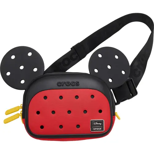 Crocs Classic Disney Mickey Mouse Belt Bag for Women - Waist Belt Pocket with Dimensional Ears, Zipper Closure, 5.5” h x 7.5” w x 2” d, Personalizable with Jibbitz Charms, Portable for Days at the Theme Park, Gifts for Women