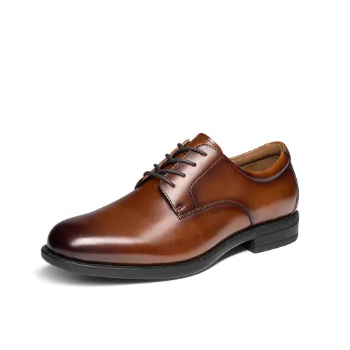BRUNO MARC Men's Brown Full-Grain Leather Classic Lace-Up Oxford Shoes - 0 Break-In Comfort, Rubber Sole, Business Casual Footwear, Work-to-Casual Men's Shoes, Classic Luxury Design