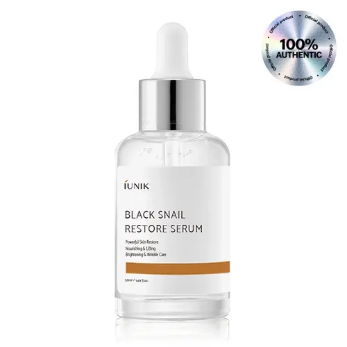 IUNIK Black Snail Restore Serum - Official Product Hydrating Serum for Dark Spots & Fine Lines with Cica & Black Snail Secretion Filtrate (1.69 fl oz)