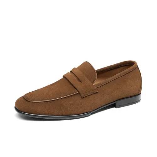 BRUNO MARC Men's Classic Suede Penny Loafers - Business Casual Men's Shoes, Gentleman Easy On & Off Slip-Ons, Leather Round Toe, Soft Cowhide, Rubber Non-Slip, Lightweight, 180-Foldable Walking Shoes, Business Casual Shoes