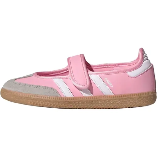 Adidas Samba Jane Women's Blush Pink Low-Top Round Toe Retro Sports Shoes - Casual Breathable Shoes for Women, Mesh Details, Cushioned Comfort, Rubber Gum Sole, US 5.5Y / 6.5W for Everyday Use
