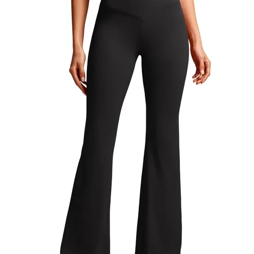 CRZ YOGA Butterluxe Crossover Flare Leggings for Women 31" - High Waist V Cross Bootcut Bell Bottoms Tummy Control Yoga Pants