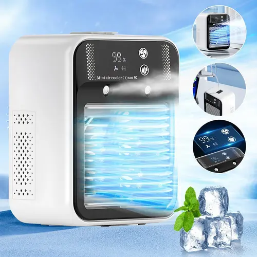 【DealsForYou】 Portable Air Conditioner Mini Personal ac Unit Upgraded Air Cooler Cooling Fan Small Air Conditioner 2 Speed Cool Mist & Speeds for Room Office Camping Car