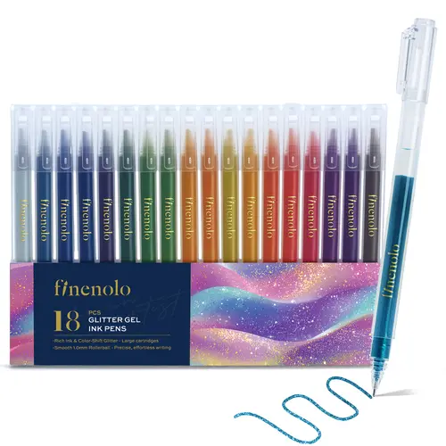 Finenolo Fine Tip Glitter Gel Pens - 1.0mm Rollerball Writing Tools with 800% More Ink, Bold Lines, Vibrant Sparkle Ink for Adult Coloring Books, Art Craft Drawing (DealsforYouDays) | Bold & Easy Coloring for Art Lovers