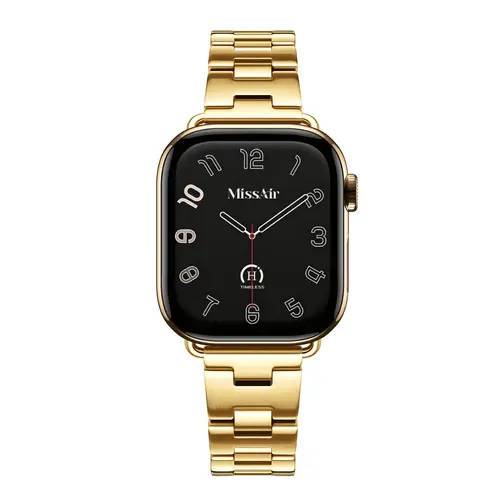 MISSAIR Halo 316L Stainless Steel Link Bracelet Band for Women, Brushed Matte Adjustable Strap with Removable Links Compatible with Apple Watch Series 1–12, SE & Ultra, 38mm–49mm