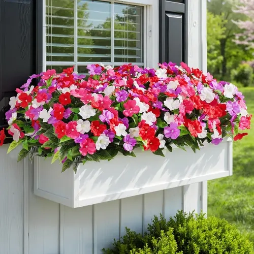 8/16/24 Bundles Artificial Flowers & Greenery, UV Resistant Fade-Proof Faux Outdoor Plants, Realistic Silk Fake Flowers for Porch, Patio, Yard, Window Box & Indoor Outdoor Decor