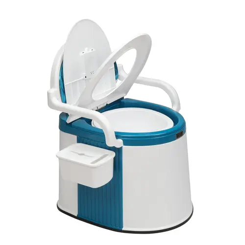 Portable Toilet Seat with Tidy TP Holder, Anti-Slip Strip, Leather Cushion - Portable Toilets Accessory for RV & Home Improvement Bathroom Fixtures