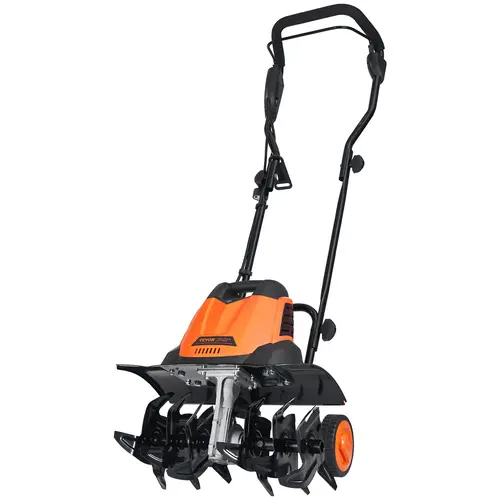 【Summerfinds】VEVOR 12-Amp Corded Electric Tiller-Cultivator Tool, 18 inch Width, 3.94 inches Depth, Mn Steel Blades, Portable Handle, 26.46 lbs, 390 rpm, for Garden Lawn Soil Digging & Flower Beds