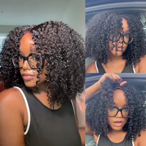 UNICE Female Glueless Wigs Human Hair - 250% Full Density Burmese Afro Kinky Curly Wig, 7x5 Pre-Cut HD Lace, Layered Curly Ends, Drawstring Cap, Fuller After Shake, Heat Resistant, Sohochic