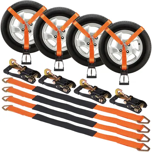 【DealsForYouDays】VEVOR Ratchet Tie Down Straps 4-Pack Kit 2" x 120" Tire Straps5512 LBS Working Load11023 LBS Breaking StrengthCar Tie Down Straps with Snap Hooks for Passenger CarTruckTrailer, Adjustable Ropes, Truck Accessories, Semi Truck Accessories,