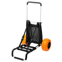 VEVOR Heavy-Duty Aluminum Beach Cart - Compact Folding Outdoor Trolley, 29.9in x15.4in Large Cargo Deck, 12 inch Foam Solid Sand Wheels, 165LBS Capacity, 27in-44.7in Adjustable Height, Straps Hold Gear, Built for Beach, Gardening Transport