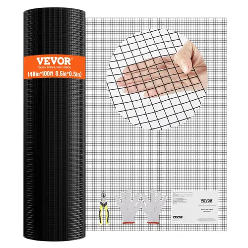 【FathersDayGift】VEVOR Hardware Cloth,  48'' x 100' Galvanized Wire Mesh Roll, 19 Gauge Chicken Wire Fence Roll, Vinyl Coating Metal Wire Mesh for Chicken Coop Barrier, Rabbit Snake Fences, Poultry Enclosures