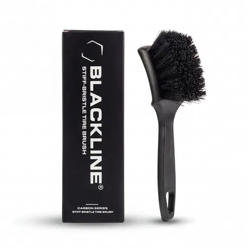 BLACKLINE Durable Heavy-Duty Stiff Bristle Brush with Handle - Car Detailing Products, Automotive Exterior, Deep Cleaning Performance for Tires, Mats, Perfect for Interior and Exterior Detailing