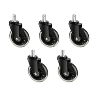 5-Piece 3-Inch Furniture Wheel Casters Replacement Set for Factories, Thick Metal Body, Solid Molded Polyurethane Office Casters, Dual Ball Bearings, 130 Lbs Load, 360° Rotation, Easy to Install, Universal Fit for Hard Floors & Carpet#SohoChic