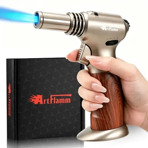 ARTFLAMM Dual Flame Butane Torch - Refillable Handheld Blow Torch for Cooking, Soldering, & Resin Art w/Adjustable Flame & Ignition Lock - Kitchen Blow Torch & Luxurious Gift Box toolupgrade