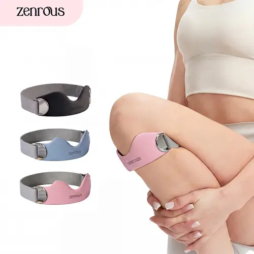 ZENROUS 2-Pack Minimalist Patella Bands - Adjustable Below-Knee Double-Strap Knee Stabilizer, Lightweight Shock-Absorb Pain Relief Support, Moisture-Wicking for Running/Squats (One Size, New Pink, Smog Blue)