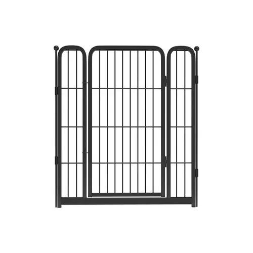 FXW Homeplus Indoor Puppy Playpen Enclosure - Silicone, Metal Frame with Anti-Metal Coating, 1 Add-on Gate, Quiet Fence, Automatic Gravity Lock, Anti-Slip Pads, Easy Entry, Low-Noise Rings, Kennel Cage