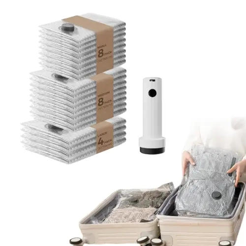 【Back to School】2026 Upgraded X7 Cordless VOLLYC Vacuum Seal Zip Storage Bags 15-Packs, Rechargeable Air Pump, Waterproof Reusable 15-Bag Travel Set, Firm Compression, Less Bulk, Pump & Pack Fast for Home Organization & Compress Carry-Ons