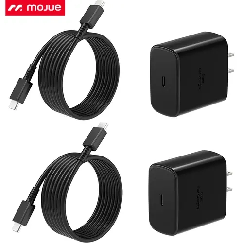2-Pack Super Fast PPS USB-C Mobile Charger Block with 6FT USB-C Electronic Cable, Cellphone Charging Device for iPhone 17-15, Samsung Galaxy S25+/Ultra, S24-S21, S20, Tab S9, Android Smartphones