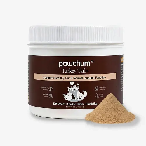 PAWCHUM Natural Turkey Tail Mushroom Extract Dog Supplements - Bacon Flavor, Grain-Free, Non-GMO, Probiotic-Rich, Lipoma Support, Immune Booster, Gut/Skin Health, Allergy Relief, Digestive Remedy Food Topper for All-Age Dogs (No Unnecessary Fillers)