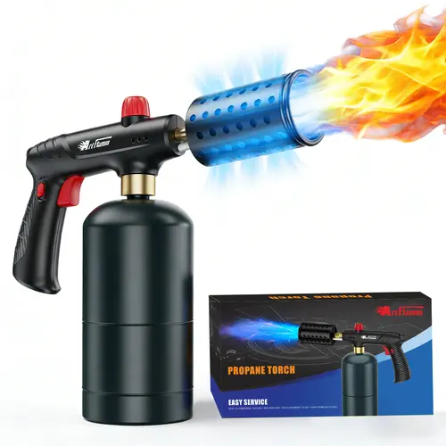 ARTFLAMM Propane Torch with Safety Lock & Dual-Layer Flame Guard, Adjustable Flame Kitchen Torch for Cooking, Grilling and BBQ(Propane Tank Not Included) Bbq Lovers Lightweight toolupgrade