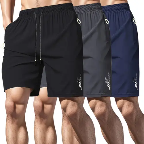 Men's Fitted-Cut Quick-Dry Athleisure Active Shorts - Lightning All-Over Print, Drawstring Elastic Waist, Built-In Cords for Gym Training