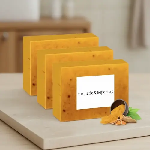 Handmade Turmeric Bar Soap with 9+ Natural Ingredients - Kojic Acid Soap Cleanser, Lemon-Infused Organic Moisturizing Daily Cleansing Bar, Dark Spot Remover, Back to School Bath & Body Care Product