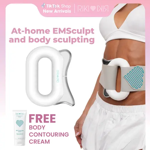 RIKI Sculptor PRO At-home Sculpting Device Inspired by Emsculpt, High Intensity EMS, Red & Purple Light Therapy, Adjustable Heat, Vibration, and Cordless Design for Muscle Recovery, ab Toning, Workout Results Enhancement