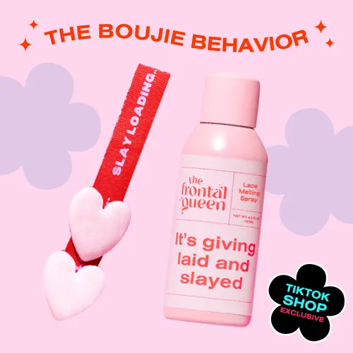 The Frontal Queen BOUJIE BEHAVIOR DUO – No White Cast Lace Melting Spray and Soft Boujie Lace Melting Band for Pain Free Installs | Flawless Hairline, No Crunch Finish, Humidity-Proof, Beginner-Friendly Melt System for Wigs, Frontals, and Closures