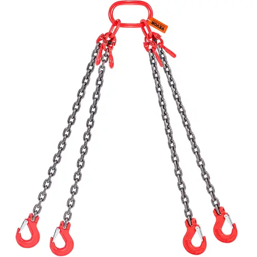 VEVOR Industrial Heavy Duty Grade 80 Manganese Steel Lifting Chain Sling, 11000 lbs Load Capacity, 5/16" Thick Chain x 5 ft, Grab Hooks, DOT Certified, Blackening Rust-Resist Coat, Adjustable Length, for Logs,Dock Sections,Engines Lifting