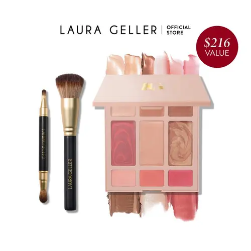 Laura Geller Hydrating Cream Color + Glow Kit 2, 3, or 4 PC for Mature Skin - Blend, Lid, Bronzer, Lip Creams for Mature Skin Full-Face Results - Blend, Cosmetic, Bronzer