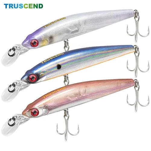 TRUSCEND Floating Minnow Fishing Lure Set - Corrosion-Resistant Hard Jerkbait Gear with High-Carbon Steel Solid Treble Hooks, Metal Balls, Rattling Bill, Fish Attractant, Floating Action for Bass, Trout, Pike, Dawn/Dusk Use, Fathers Day Gift