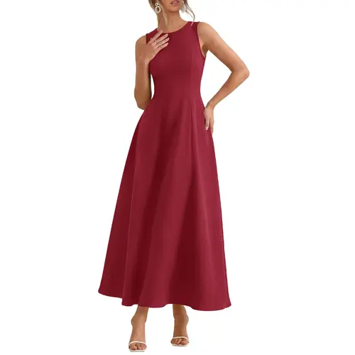 PrettyGarden Women's Maxi Dress Summer Wedding Guest Spring A Line Long Tank Flowy Modest Sleeveless Cocktail Dresses-[Valentine's Gift]