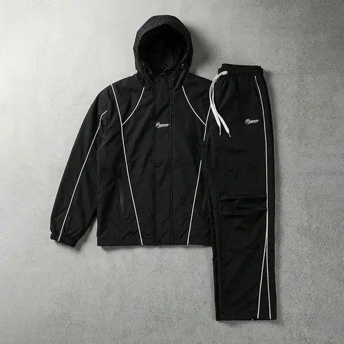 Men’s Fashion Sports Jacket Set, Patchwork Hooded Zipper coat and Elastic-Waist Pants, streetwear outfits Casual Outfit Top Clothes Motocross