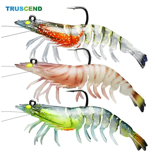 TRUSCEND Easy Catch Pre-Rigged Soft Fishing Lure Set - Durable TPE Weedless Bass Jig, Shrimp & Crayfish Baits with Life-Like Swim, Balanced Action, Jointed Design, Dark/Light Color Set for Freshwater, Saltwater Fishing Equipment, Crappie Jigs