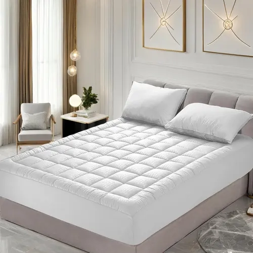 【Fall Deals For You】WeCharmer Queen 500GSM Thick Quilted Fitted Mattress Protector - 500GSM Thick Microfibre Cooling Topper, Breathable Soft Fluffy Skin-Friendly Cover, 8-21” Deep Pocket, Machine Washable, Fits Most Beds for Cooler Rest