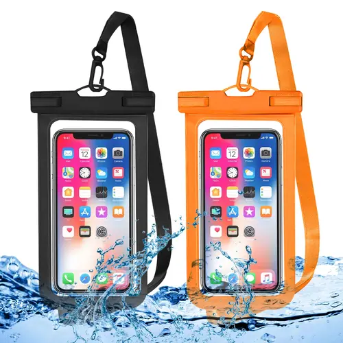 Waterproof Phone Pouch, 2 Counts Clear Waterproof Cell Phone Case with Lanyard for iPhone 15/14/13 Pro Max/Plus and Galaxy S22/S23, Fits Phones up to 7 Inches, Essential Waterproof Dry Bags for Outdoor Beach Swimming Diving, Boating Accessories
