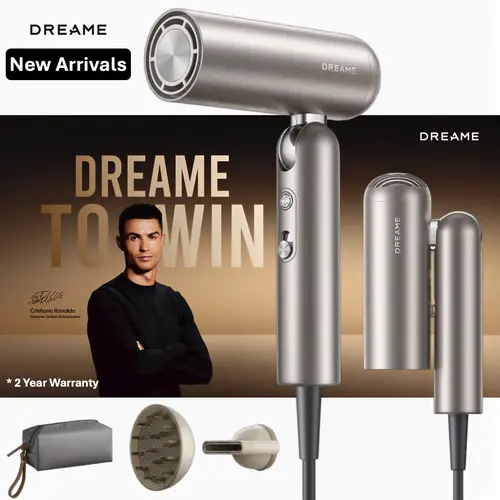 【Limited-Time Deal】Dreame Pocket Pro Hair Dryer, Pocket 2026,Dual Voltage Travel Blow Dryer with Diffuser, 1300W Professional HighSpeed Ionic Hair Blower, Fast Drying, Low Noise, Lightweight, No Heat Damage, Global Travel 120V/240V