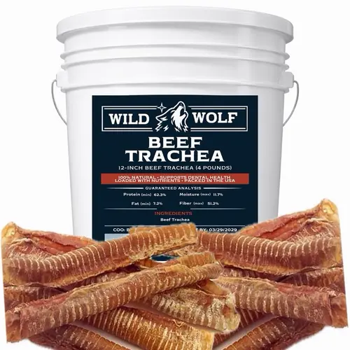 10-12” Beef Trachea Bucket (4 Pounds) 100% Natural Dog Chew Treats - Single-Ingredient