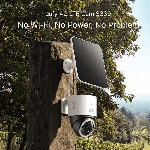 eufy Security 4G LTE Cam S330 4K Solar Surveillance Camera - Wireless Outdoor CCTV, Pan & Tilt, 4G/Wi-Fi Duo-Mode, AI Tracking, Night Vision, 32GB SD Card, SIM Card Included | Spingtok (High-Resolution Security Cameras & Systems)