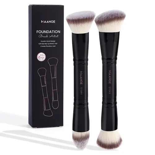 MAANGE Makeup Brush Set, 2 Counts Makeup Brush Set, Versatile Soft Face Makeup Brushes for Foundation, Powder, Concealers, Brushes with Soft Bristles for Beginners, Multifunctional Makeup Brushes