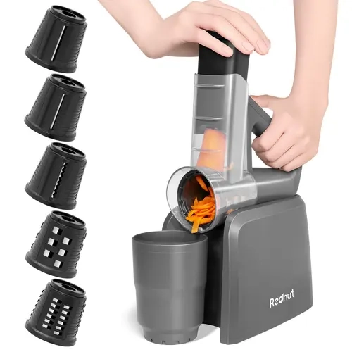 Redhut Cordless Compact Efficient Electric Vegetable Cutter - 2600mAh Rechargeable, 40W, ABS Plastic, 7-in-1 Tool with Interchangeable Blades for Chop, Slice, Mince, Small Kitchen Food Processor for Efficient Food Prep