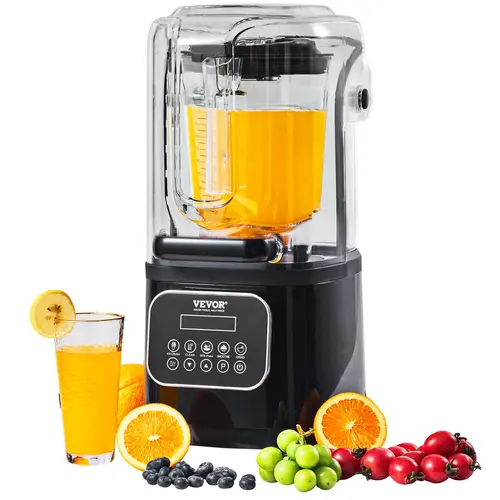 VEVOR Professional Countertop Household Juicer Blender with Shield, 68 oz Stainless Steel Blender Jug, 2200W Power Motor Crushes Ice in Seconds, 9 Speed & 5 Functions, Touchscreen Juicer Machine, Kitchen Appliance for Shakes