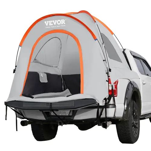 【toolupgrade】VEVOR Double-Layer PU Fabric Truck Bed Tent, GMC Sierra Compatible Truck Accessory, 6.4×6.7ft Breathable Waterproof Windproof Tent, Bug-Free Nights Gear, Rain Layer, Airflow Small Window, Carry-Bag Ready, Fits 2-3 People, for Camping