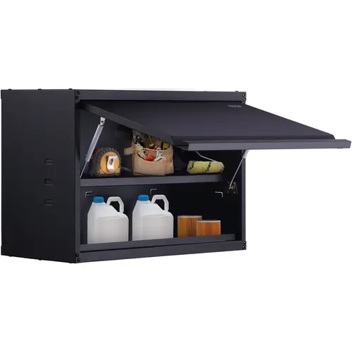 VEVOR Heavy Duty Wall-Mounted Steel Plate Storage Cabinet, Adjustable Side Cabinet, 120 lbs Per Shelf, 240 lbs Total Load, 20in Tall Powder-Coated, DIY Shelf Fit, Upward Swing Press-To-Lock Door, Flat Packed, Ideal for Garage, Office