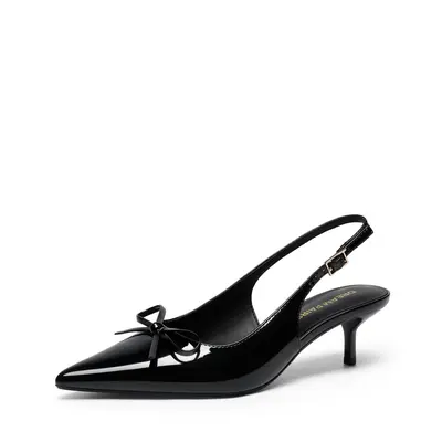 【Deals For You Days】DREAM PAIRS Women's 2.17 in Kitten Heel Pointed Toe Low Slingback Bow Tie Pumps, Black Heels, Comfortable Chic Classic Dress Shoes for Spring Summer Date Wear, Heels Shoes For Women,summerwins,summeroutfits,vacationoutfits,beachoutfits