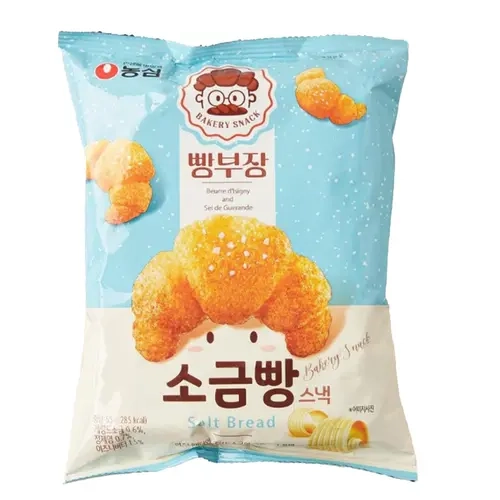 NONGSHIM Korean Crunchy Corn Snack - Mini Salt Bread, Crispy Mini Croissant Snack, Crunchy Snack