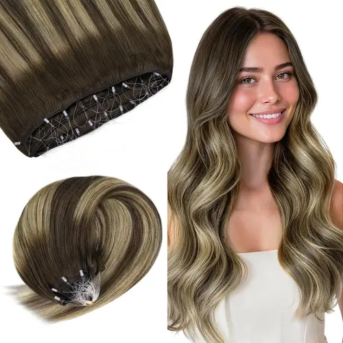 [Final Offer]GOO GOO Micro Loop Beaded Sew In Weft Hair Extensions Human Hair, Sew In Feather Weft Extensions Straight Human Hair for Scalp Friendly with Invisible and Natural Hair Look #sohochic #TikTokShopFallDealsForYou